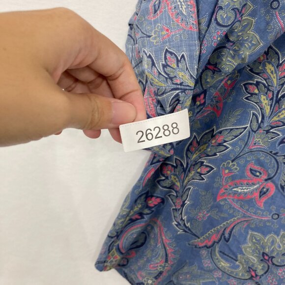 Lauren Ralph Lauren size 1X Blue Multi Paisley Rolled Sleeve Preppy Button Up - Picture 9 of 9